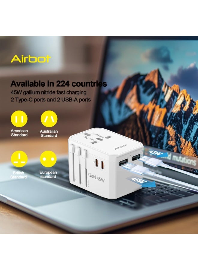 Airbot Universal Travel Plug Adapter 45W, International Travel Worldwide Multi Adapter with USB + Type-C PD, Power Socket Charger for Multi Countries - Image 4